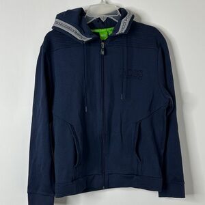 Hugo Boss Regular Fit • Dark Blue Zip-Up Hoodie • 80% Cotton • Size L